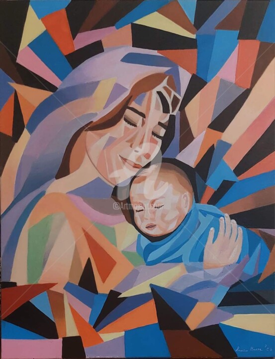 Madonna col bambino 2 绘画, 13.8x17.7 in