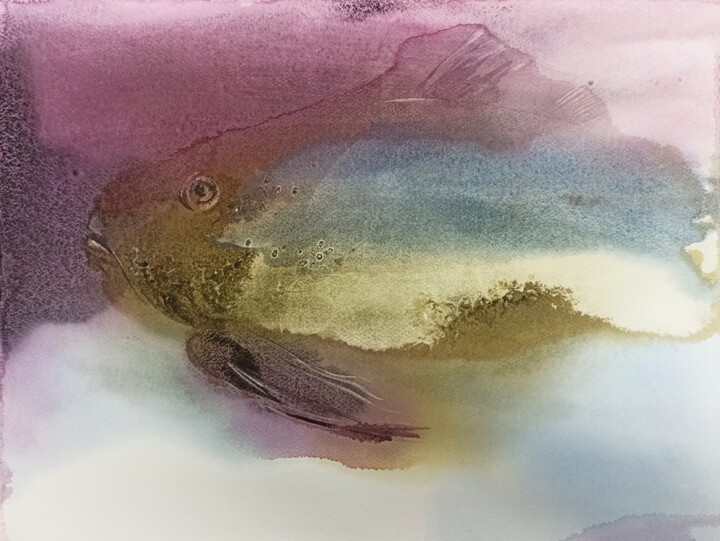 Pensive fish Pittura, 15,8x19,7 in