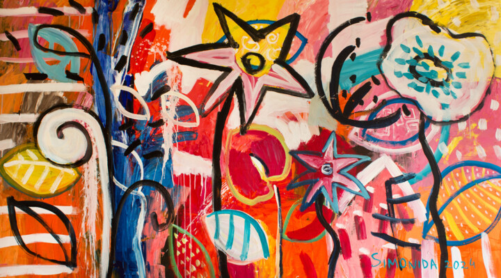 Play in Alice's Garden 3 绘画, 39.6x71.1 in