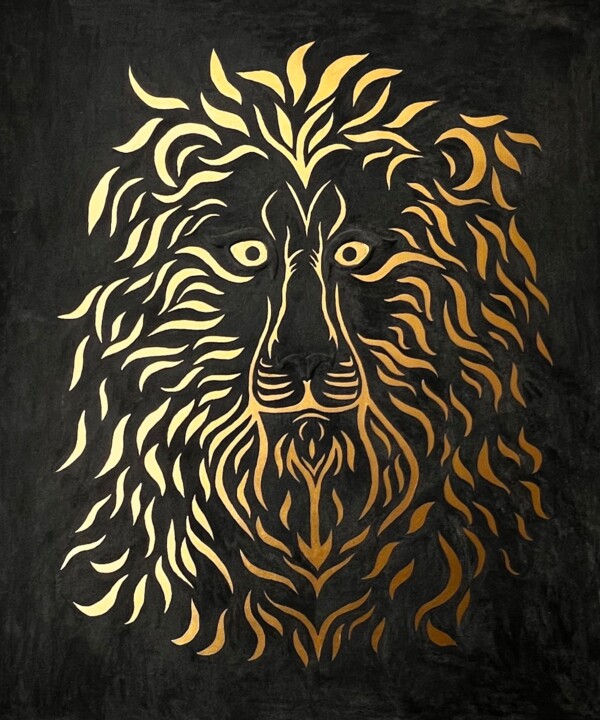 velvet lion 绘画, 47.2x41.3 in