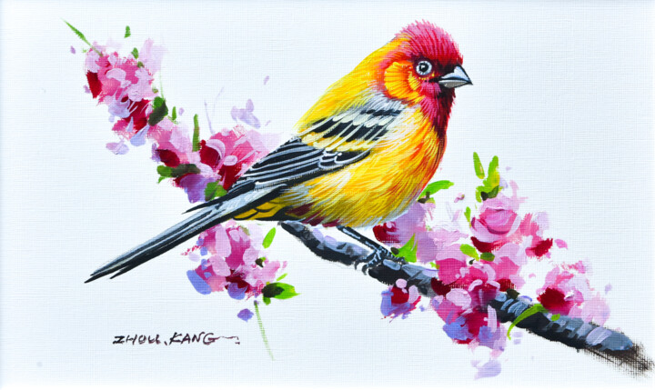 Bird on a Branch 绘画, 7.9x11.8 in
