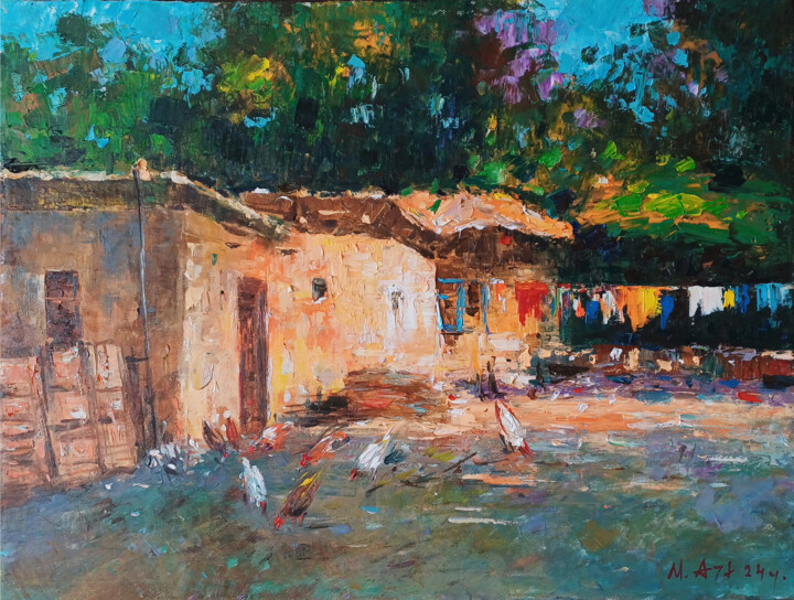 Life in the Village Schilderij, 15x19,7 in