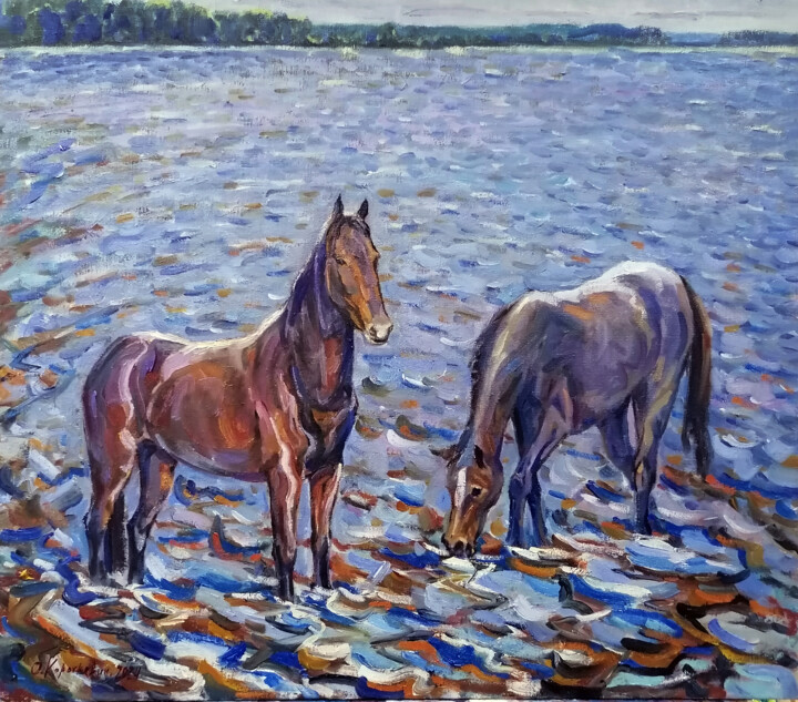 Watering Hole Schilderij, 27,6x31,5 in