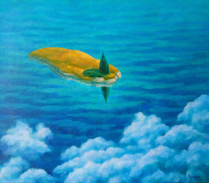 Schilderij getiteld "Reflections V" door Mikhaela Ivanova, Origineel Kunstwerk, Olie Gemonteerd op Frame voor houten brancard