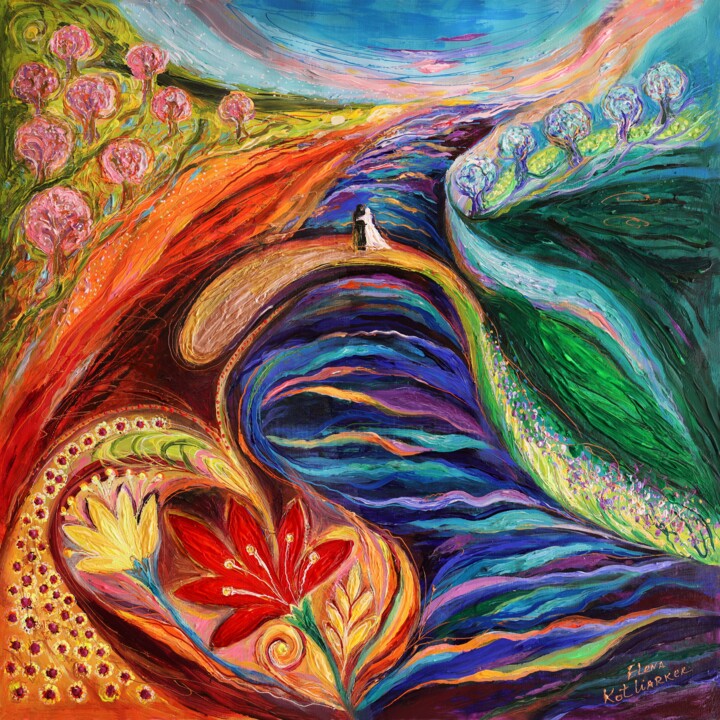 Pittura intitolato "The River of Life a…" da Elena Kotliarker, Opera d'arte originale, Acrilico
