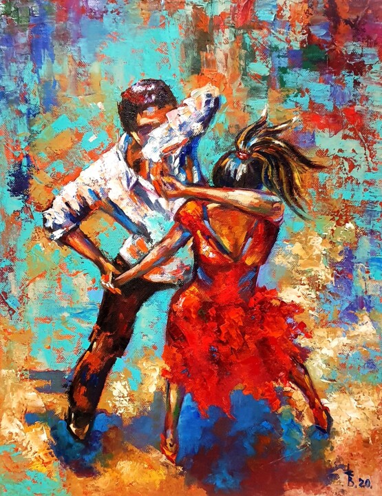 Dancing couple oil painting Pittura, 20x18 in