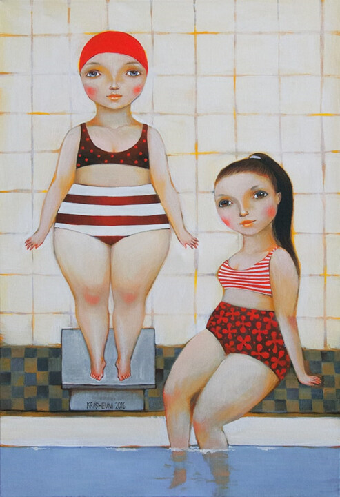 Before the swimming 绘画, 23.6x35.4 in