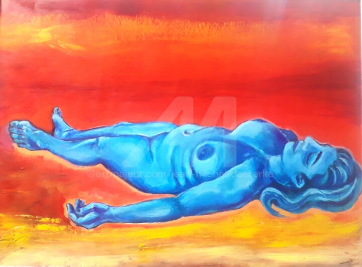 nudité bleue 绘画, 19.7x27.6 in
