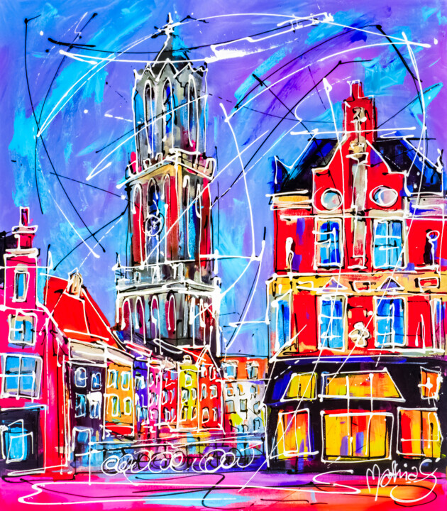 Utrecht at night 绘画, 31.5x27.6 in