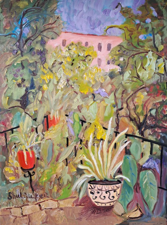 Cityscape with vase 绘画, 23.6x17.7 in