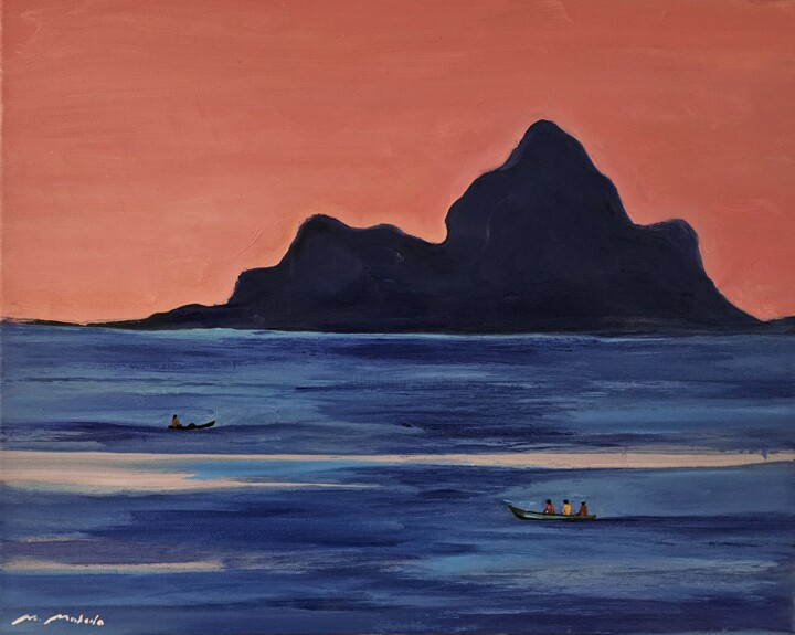 Boats 绘画, 15.8x19.7 in