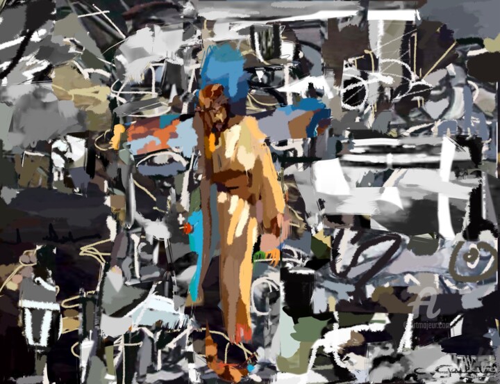 Les hommes passent comme des vapeurs légère. Schilderij, 74,8x86,6 in
