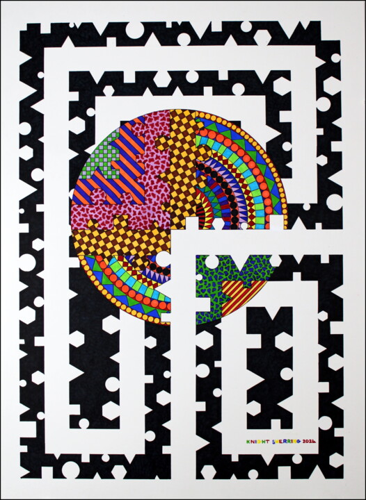 Tekening getiteld "ABSTRACTION MEETS P…" door Knight Sherring, Origineel Kunstwerk, Inkt Gemonteerd op Karton