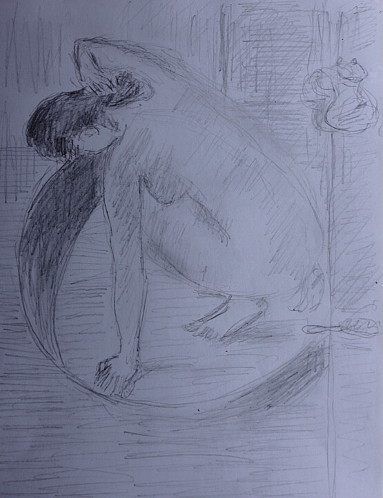 Le tub d'après Degas 图画, 11.8x8.3 in