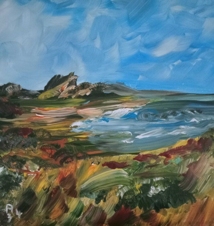Peinture intitulée "Une mer capricieuse" par Audran, Œuvre d'art originale, Acrylique