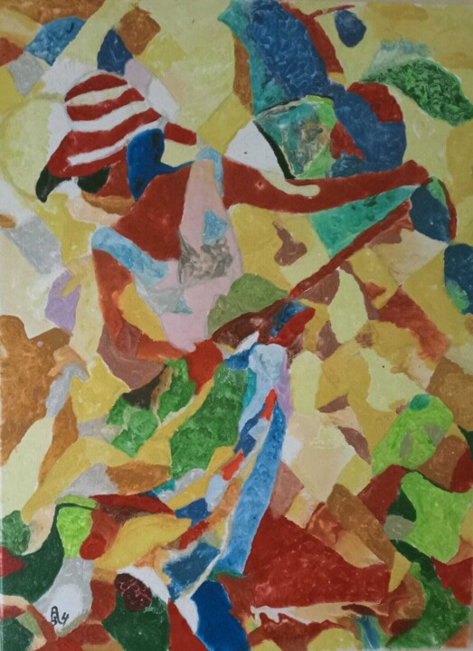 Peinture intitulée "La femme au paraplu…" par Audran, Œuvre d'art originale, Acrylique