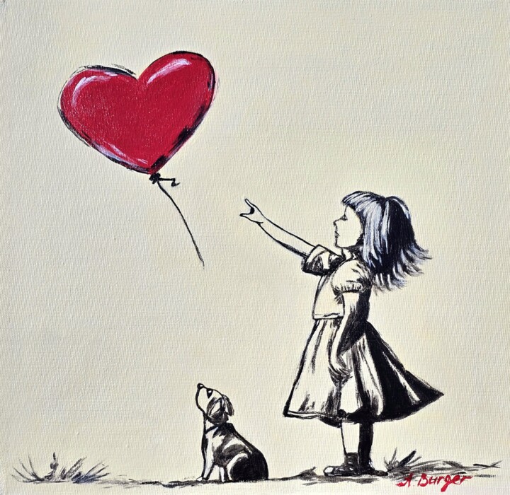 Heartfelt Banksy-Inspired Art Unleashed Love Schilderij, 11,8x11,8 in