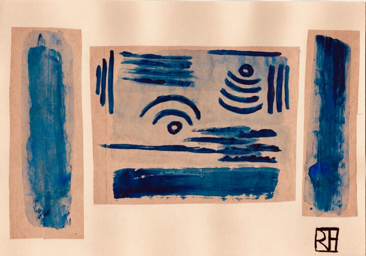 Pittura intitolato "Notion de bleu 03" da François Rigler, Opera d'arte originale, Tempera