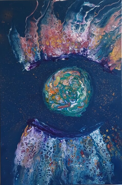 Clarity Within Abstract Painting - 40x60 cm Deep Blue 绘画, 23.6x15.8 in