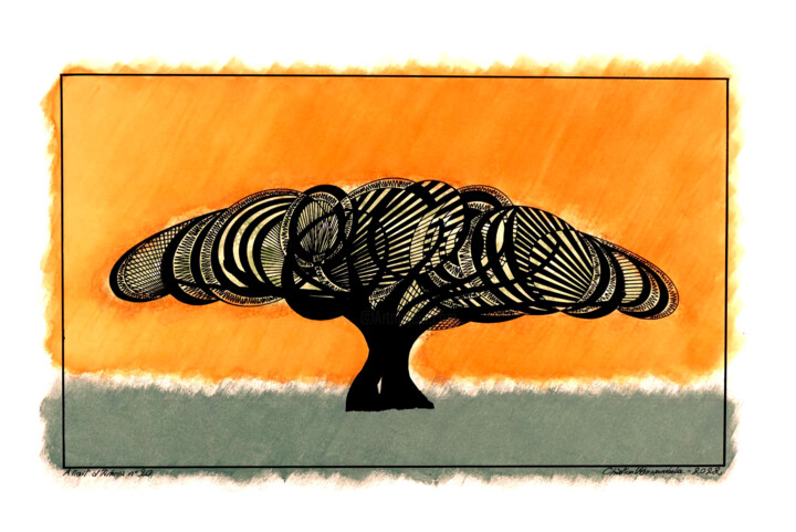 图画 标题为“A Trait d'Arbre n°20” 由Christian Vanwambeke, 原创艺术品, 墨 安装在纸板上