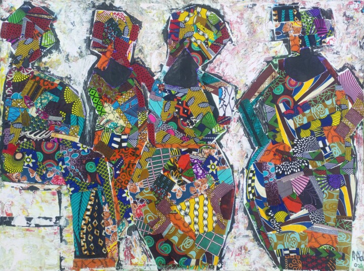African women elegance in geometric elegance Collages, 35,4x47,2 in