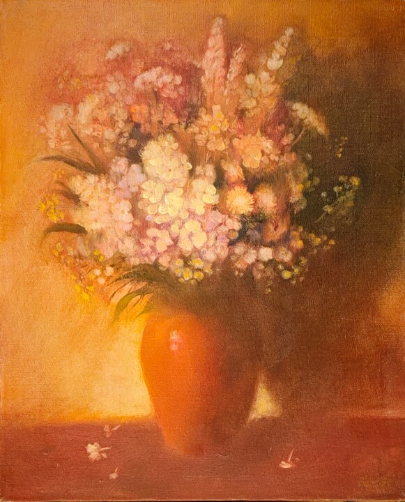 Цветы в красной вазе 绘画, 16.5x13.4 in