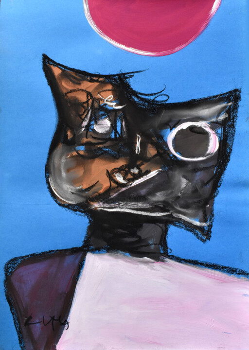 Drawing titled "Mask (Object Number…" by Roman Lasa, Original Artwork, Pastel