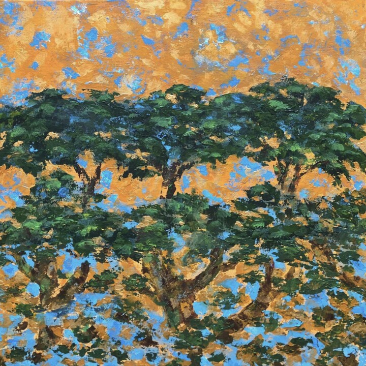 Il pleut dans la savane 绘画, 15.8x15.8 in