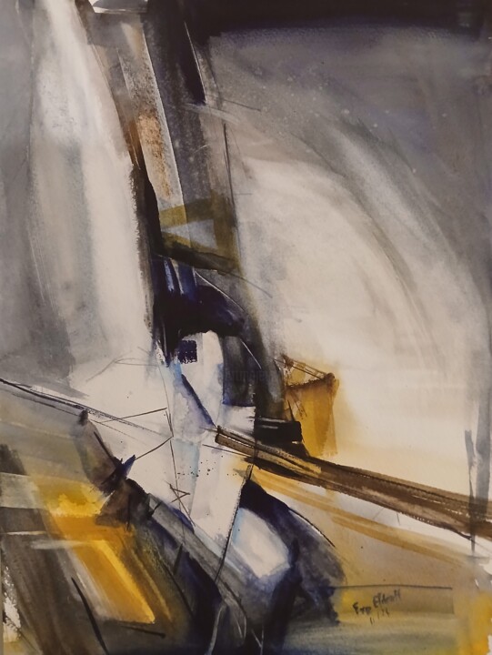 Painting titled "Abstraction" by Eve Elikoff, Original Artwork, Watercolor