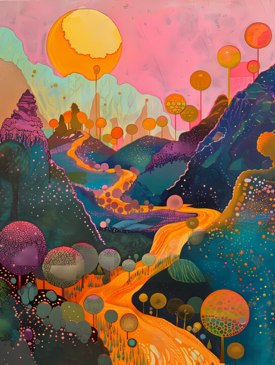 Digital Arts titled "Journey Through the…" by Claire Step, Original Artwork, Digital Painting