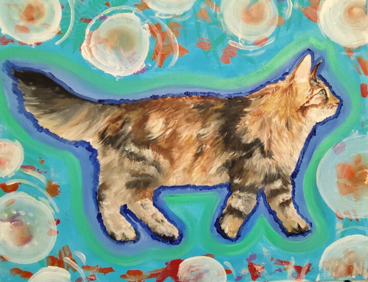 Just a cat 绘画, 15.8x19.7 in