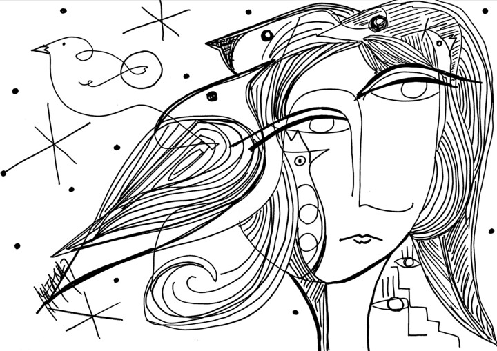 Légère et Volatile Drawing, 8.3x11.7 in