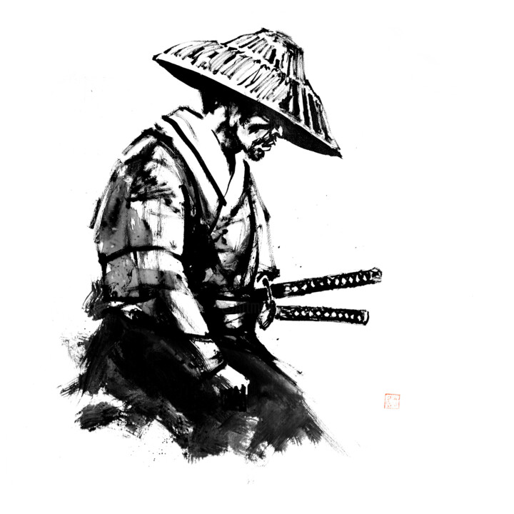 samurai is waiting 绘画, 39.4x39.4 in