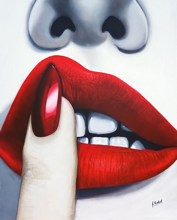 Labios ardientes 绘画, 31.9x25.6 in