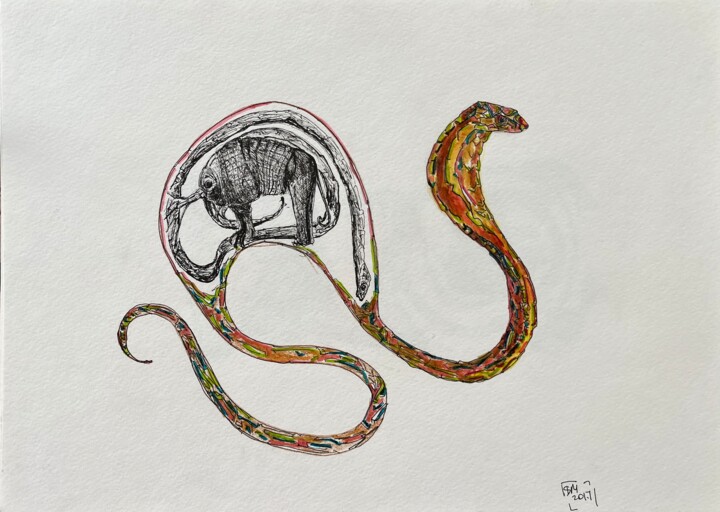 图画 标题为“34 / In my next lif…” 由Leni Smoragdova, 原创艺术品, 标记