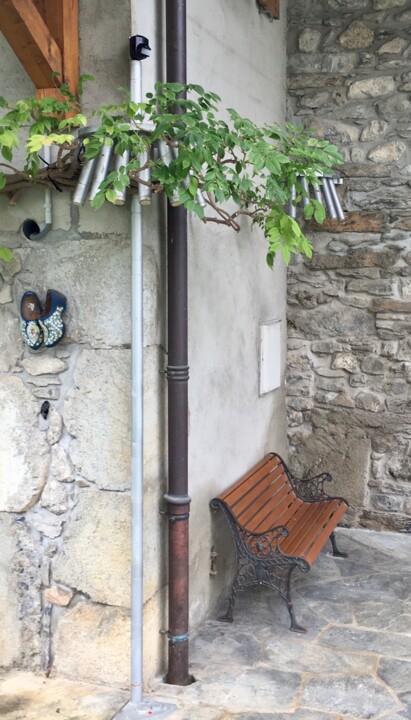 Sculpture titled "Éclairage terrasse" by Jean-Yves Grossiord, Original Artwork, Metals