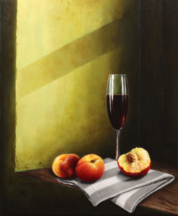 Peaches and wine 绘画, 23.6x19.7 in