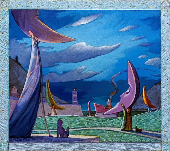 Pittura intitolato "THE DOCKING OF WANI…" da Carlo Salomoni, Opera d'arte originale, Acrilico Montato su Altro pannello rigi…