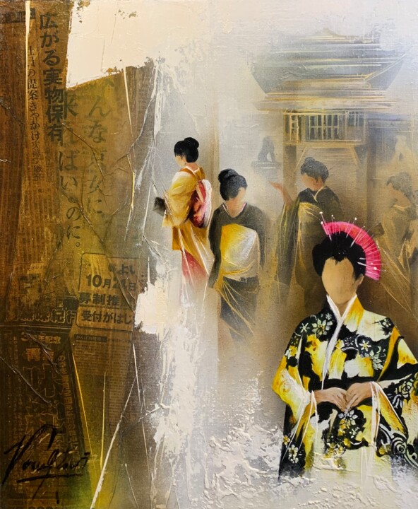 Ζωγραφική με τίτλο "Nouvelles du Japon" από Raymond Poulet, Αυθεντικά έργα τέχνης, Λάδι