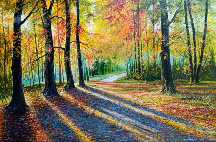 Painting titled "A Journey Through F…" by Stepan Ohanyan, Original Artwork, Oil Mounted on Wood Stretcher frame