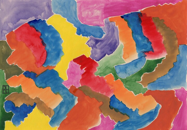 Pittura intitolato "Abstraction 006" da François Rigler, Opera d'arte originale, Tempera