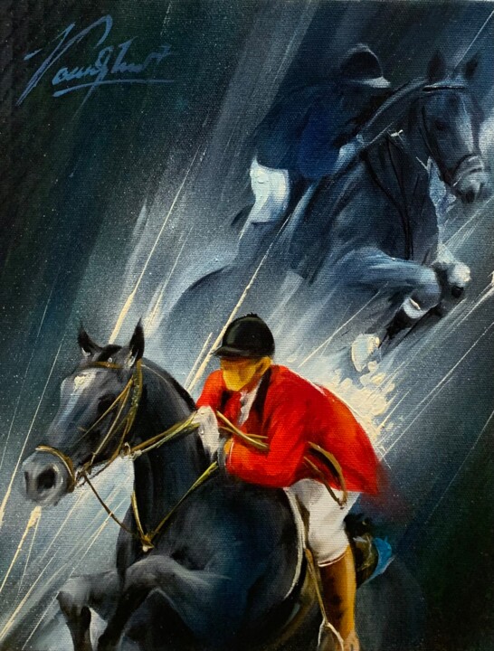 Équitation Painting, 13.8x10.6 in