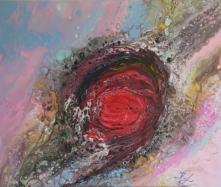 Creative Blooming Connection – Delicate Rose Painting, 20.1x24 in
