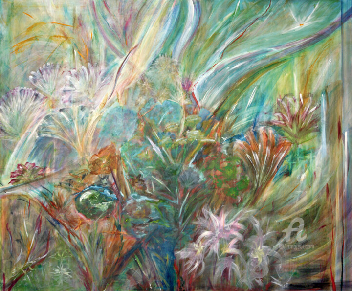 Painting titled "Exuberance of natur…" by Shobhana Tyroller, Original Artwork, Acrylic