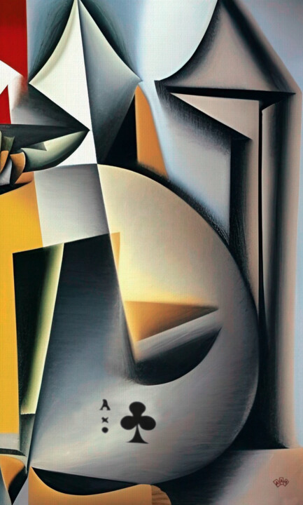 Ace of Shadows: A Cubist Reflection on Poker 绘画, 52.4x31.5 in