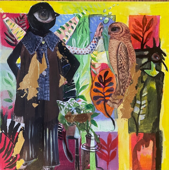 Collages titled "Watching" by Rochele Royster, Original Artwork, Collages Mounted on Cardboard