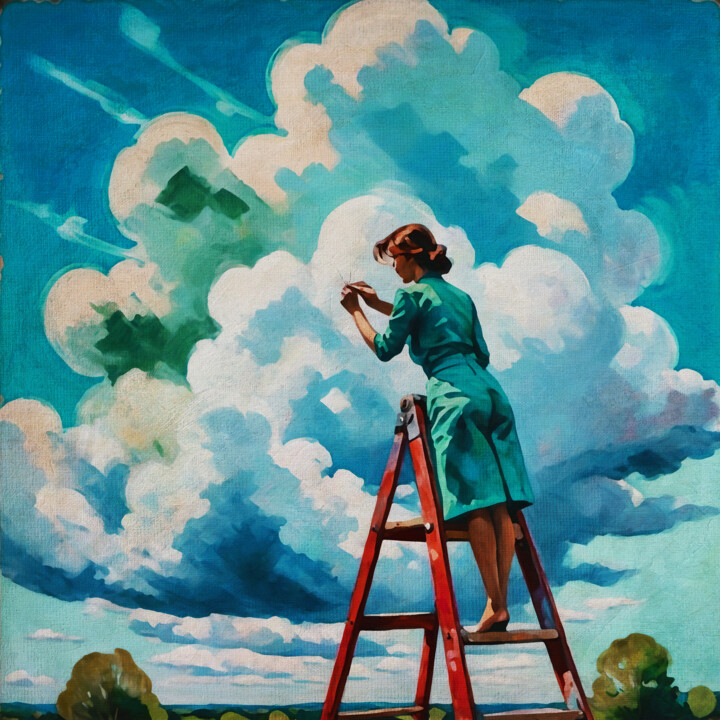 Peinture intitulée "Cloud restorer" par Jan Keteleer, Œuvre d'art originale, Peinture numérique