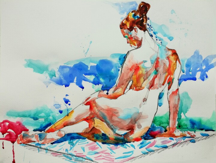 Enjoying Sun IX 绘画, 14x18.7 in