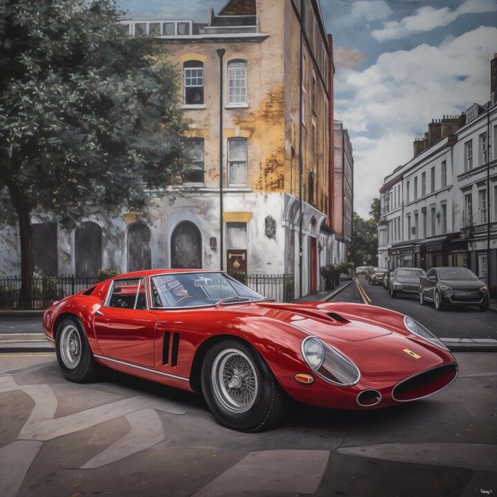 CARS #50 Ferrari 250 GTO in London 绘画, 39.4x39.4 in
