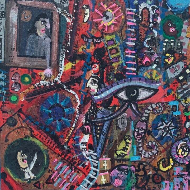 Peinture intitulée "Kiko sous l’œil d’H…" par Corelia Roché, Œuvre d'art originale, Huile Monté sur Châssis en bois